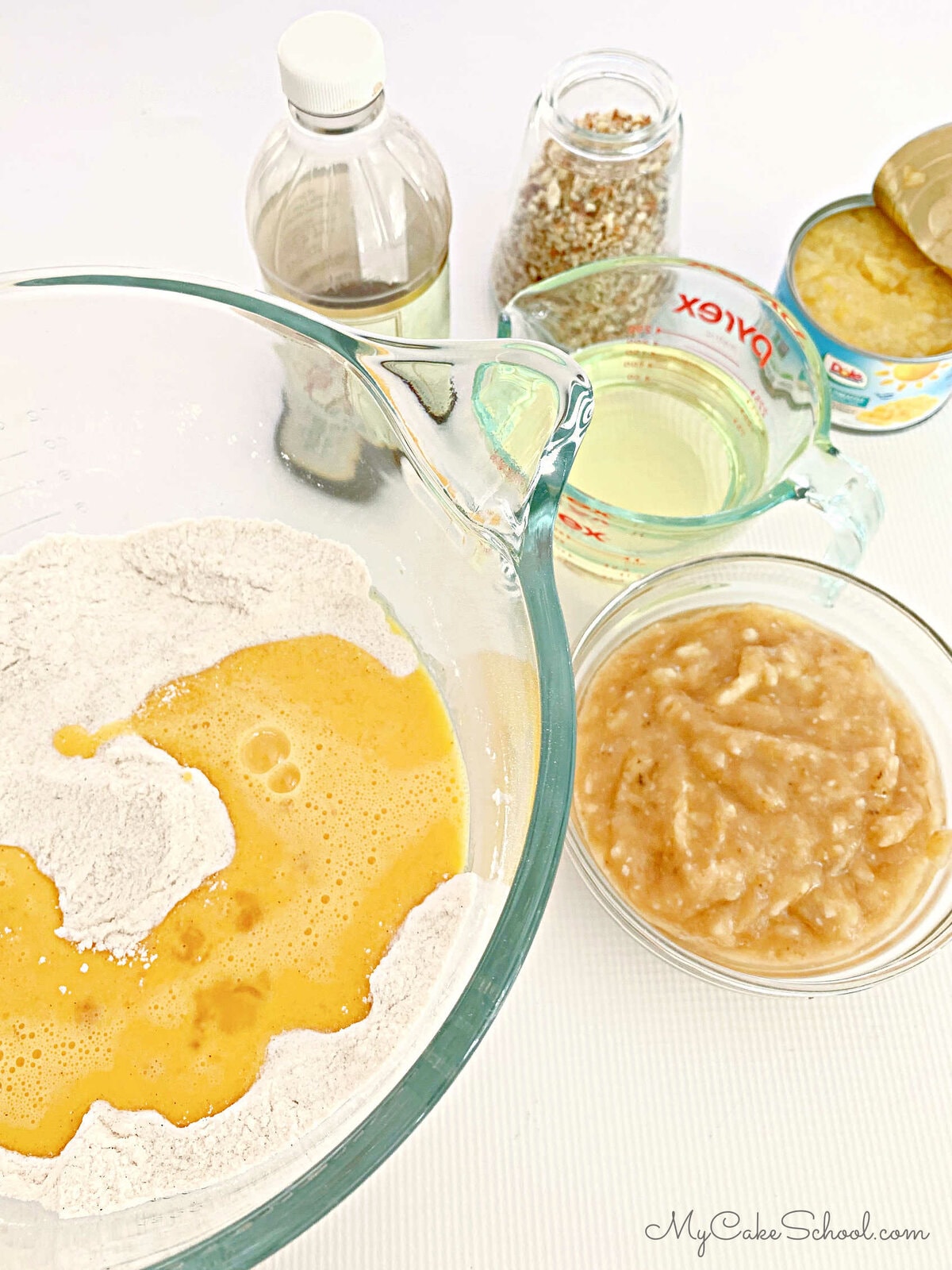 Bowl of ingredients for Hummingbird Bundt Cake