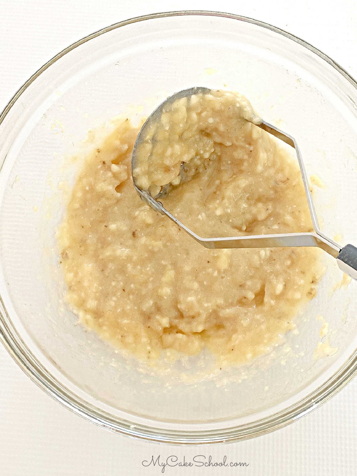 Mashed bananas in a bowl