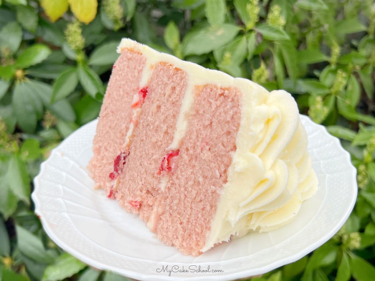 Slice of Strawberry Lemonade cake