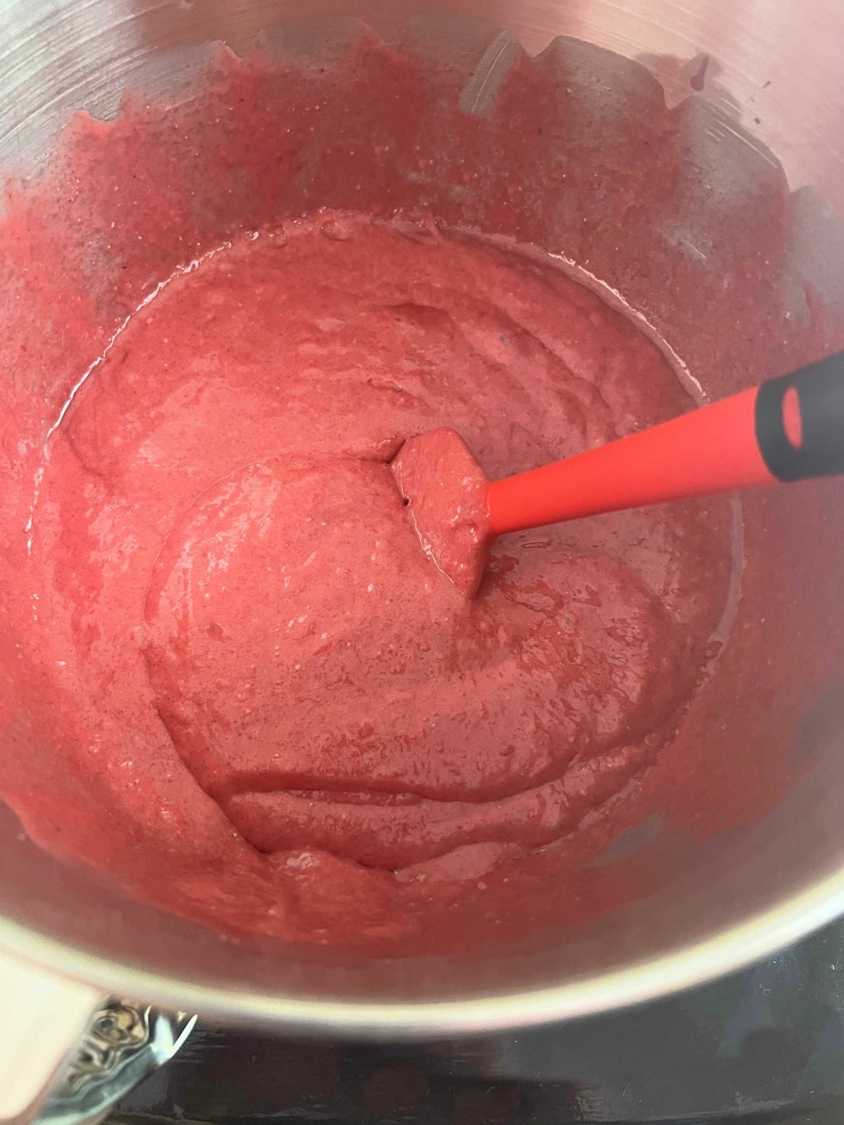 Mixing bowl of Raspberry Cake Mix