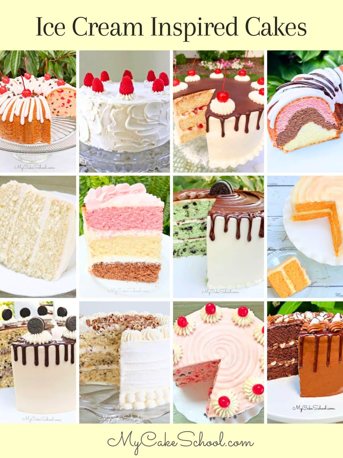 Collage of our favorite Ice Cream Inspired Cakes
