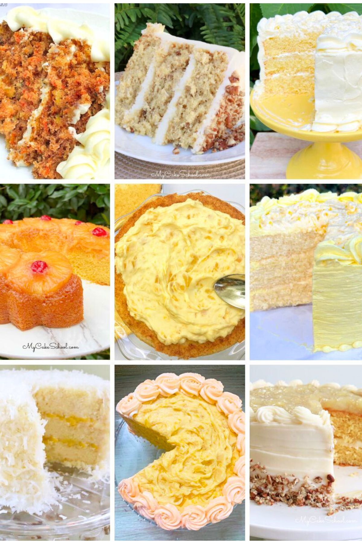 Photo grid of our favorite Pineapple Cake Recipes!