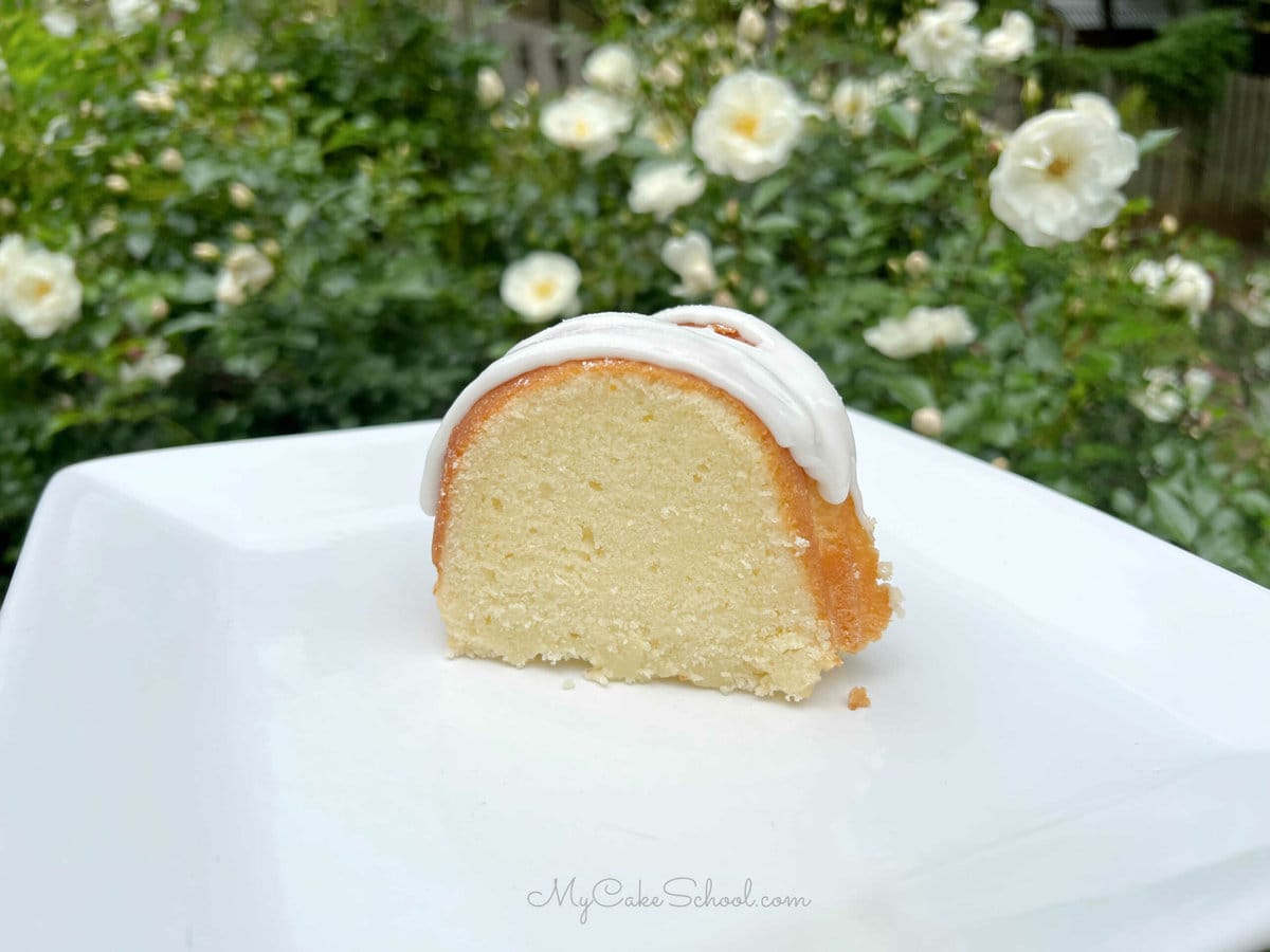 Slice of Buttermilk Pound Cake on Plate