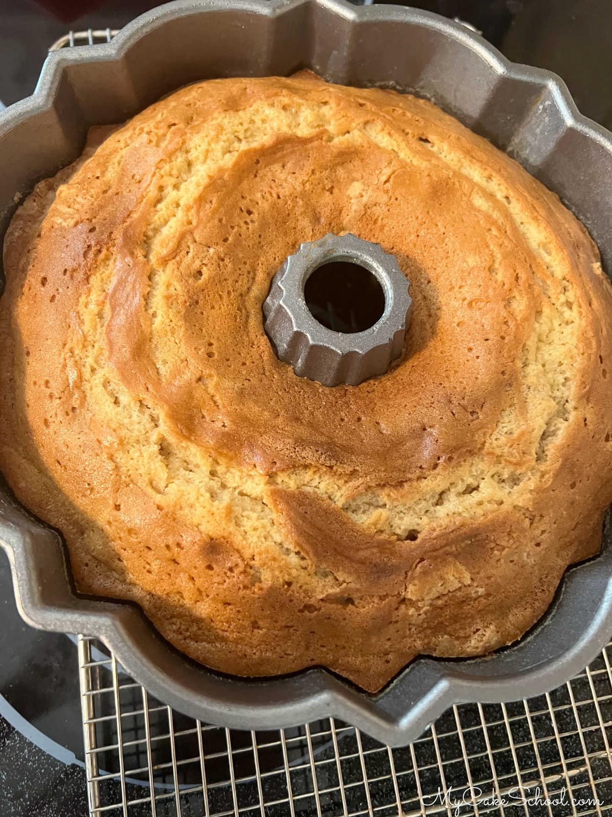 Freshly baked Honey Cake in bundt pan