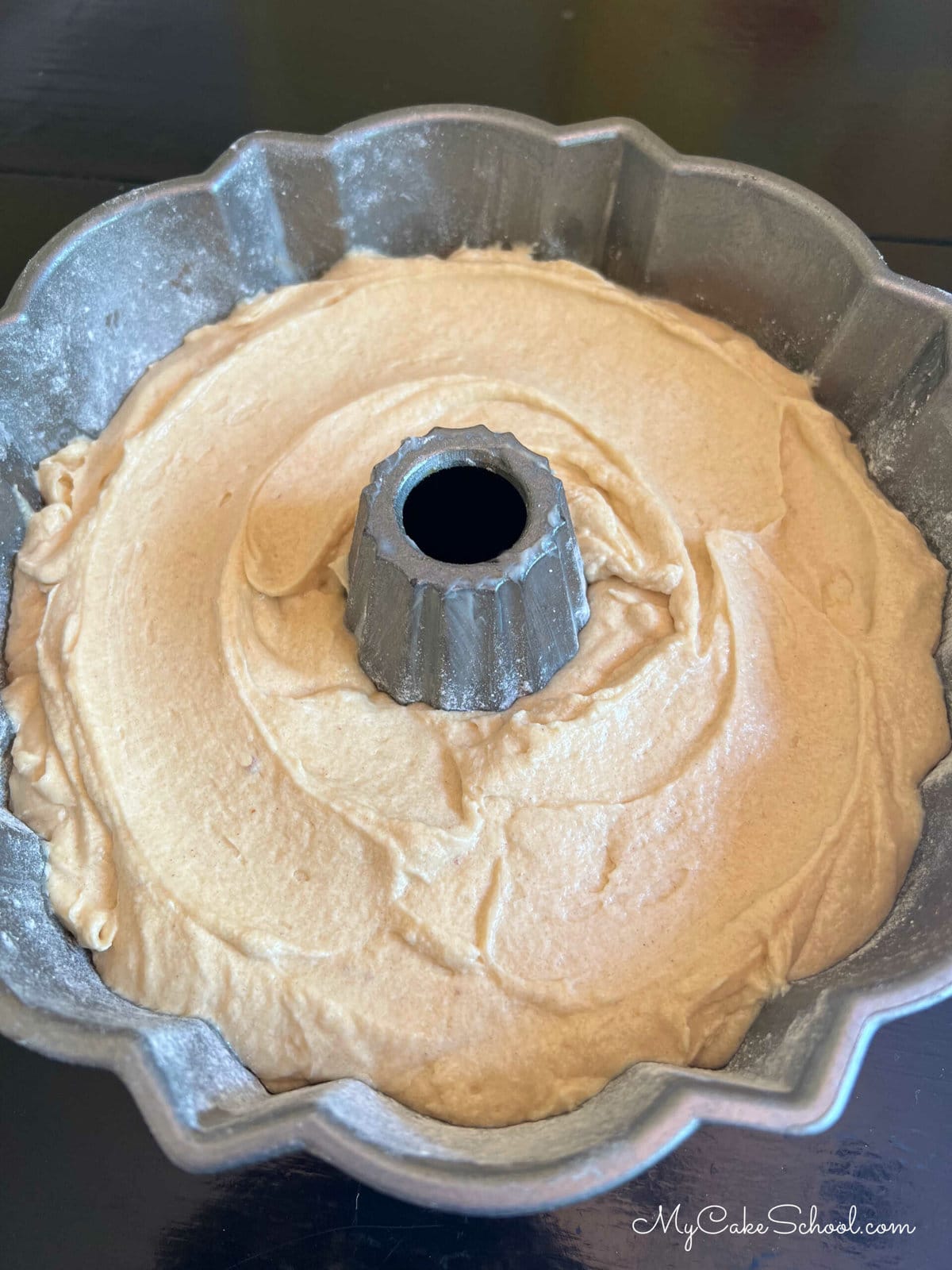 Honey Cake Batter in bundt pan