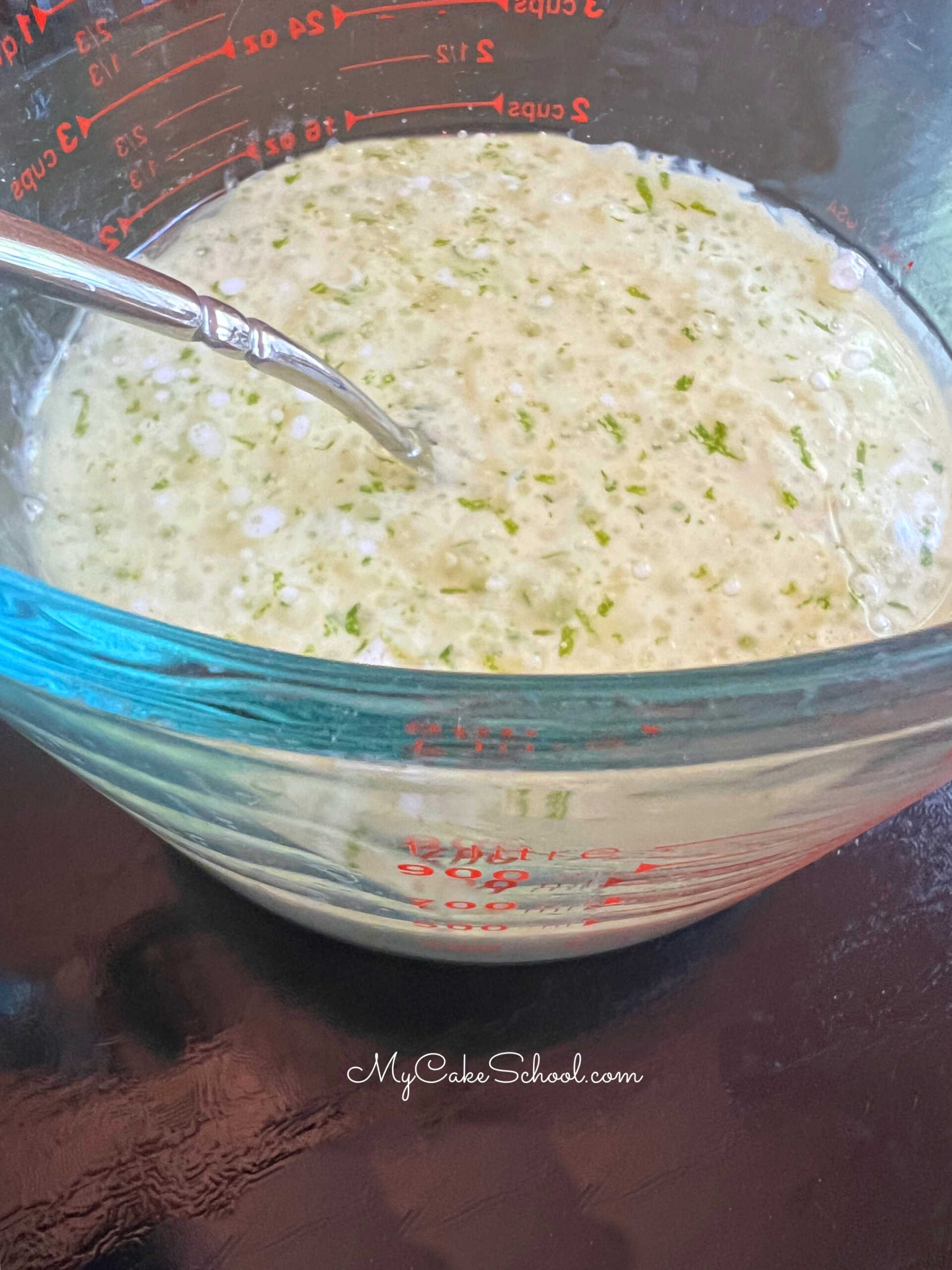 Mixture of wet ingredients for the margarita cupcake batter