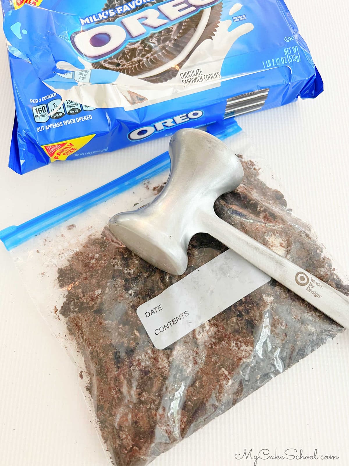 Crushed Oreos in a Ziplock Bag