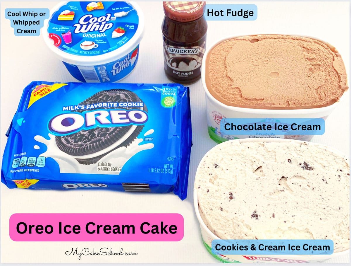 Ingredients for Oreo Ice Cream Cake