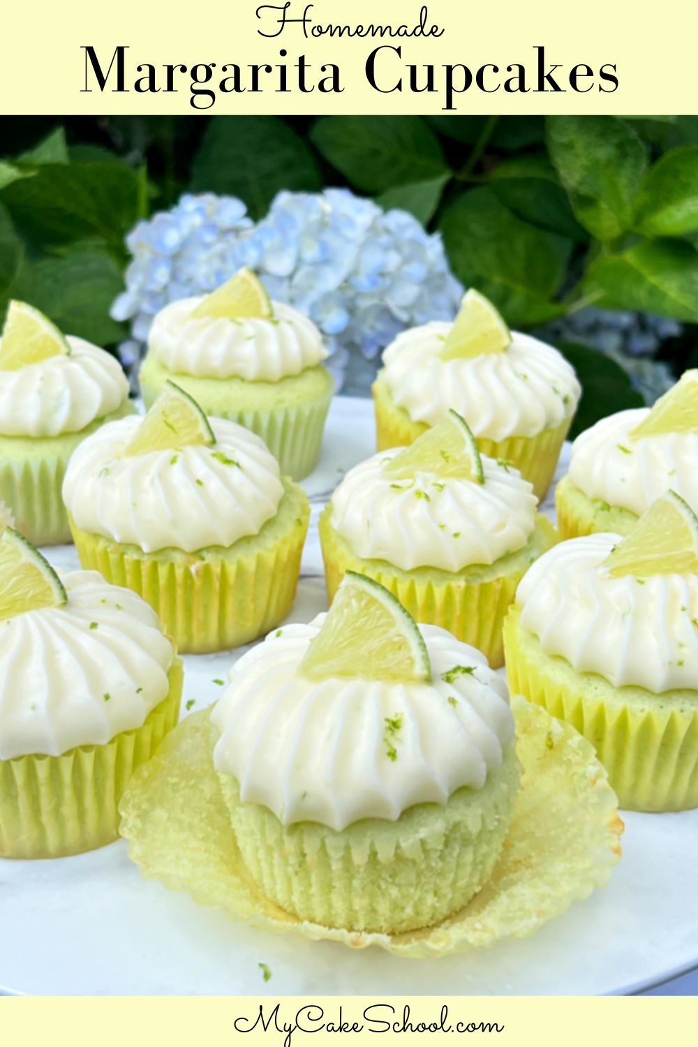 Margarita cupcakes on a pedestal