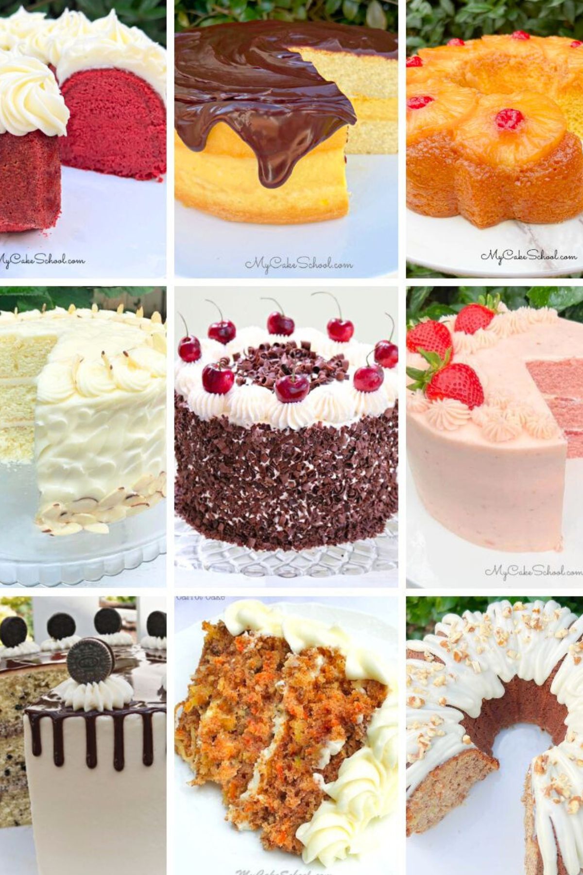 Collage of Classic Cakes.