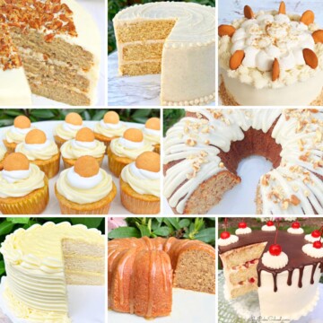 Collage of the best banana cake recipes.