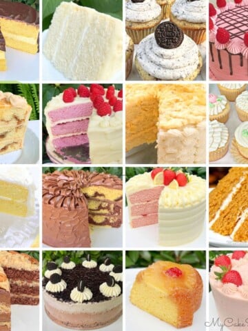Collage of birthday cake recipes!