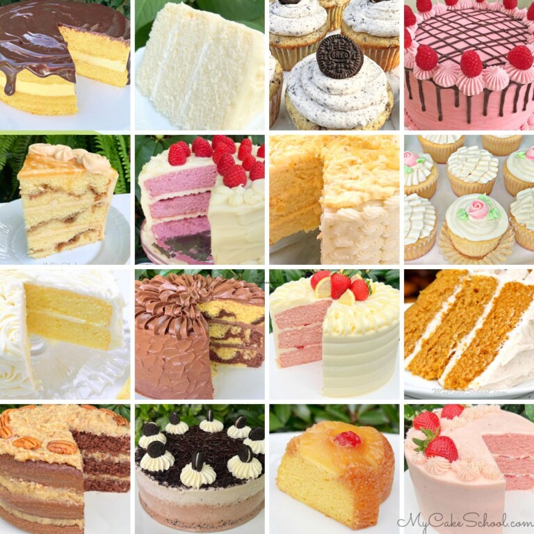 Collage of birthday cake recipes!