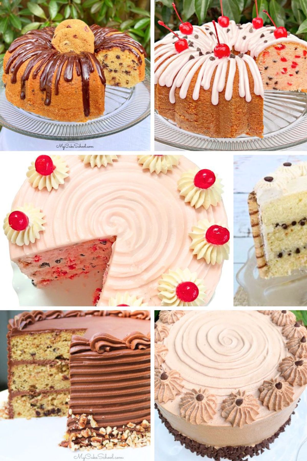 Collage of Chocolate Chip Cakes