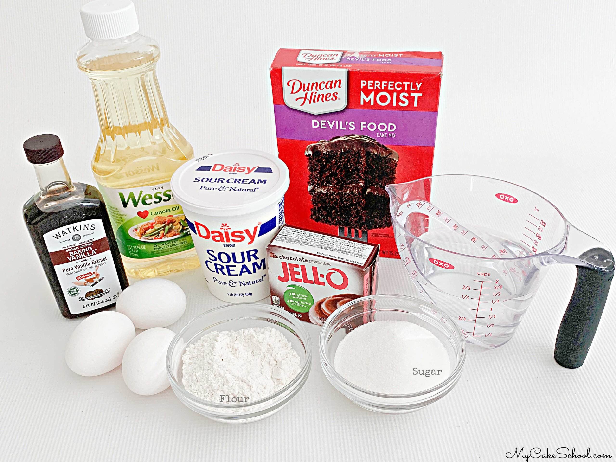 Ingredients for Chocolate Mousse Cake.