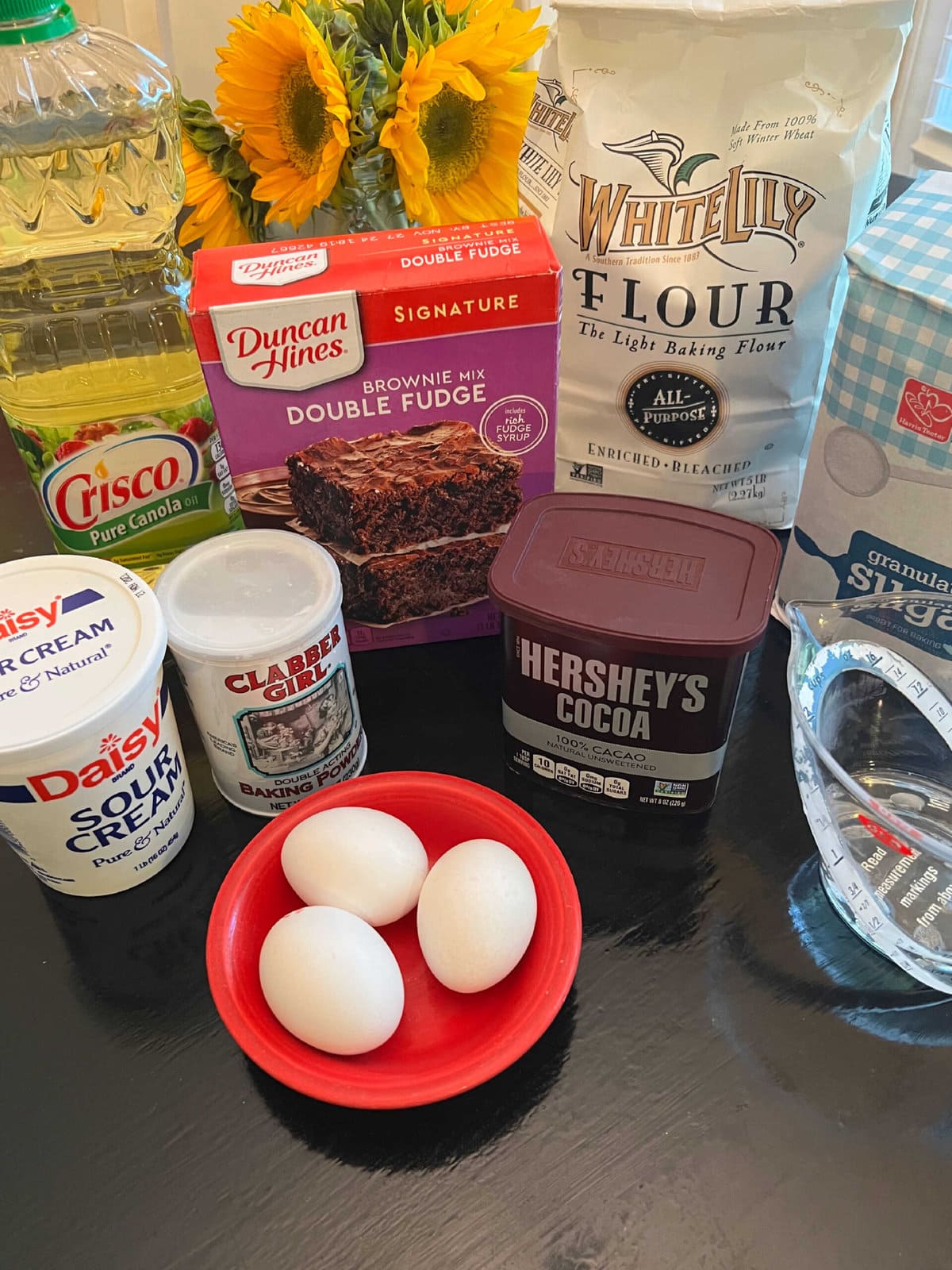 Ingredients for Brownie Cake.