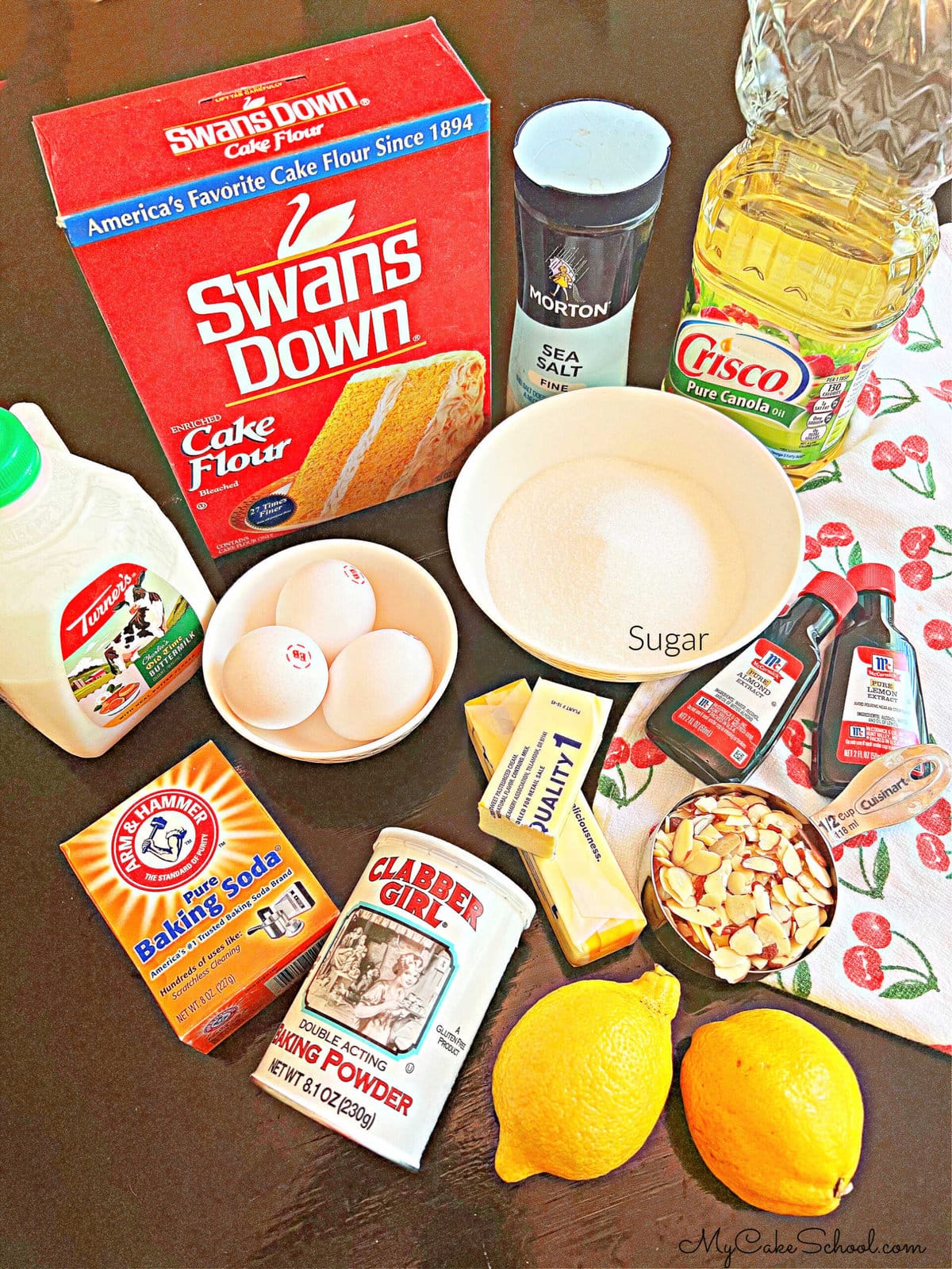Ingredients for Lemon Almond Cake.
