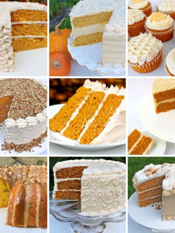Collage of Pumpkin Cake Recipes.