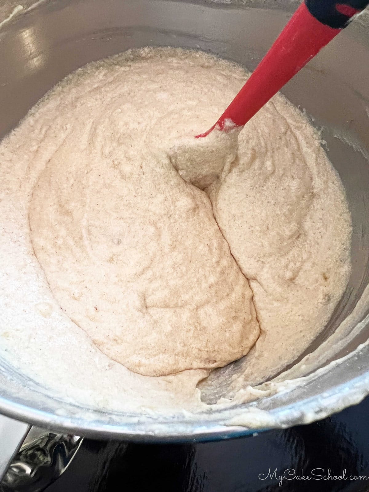 Banana Pound Cake Batter in a mixing bowl.