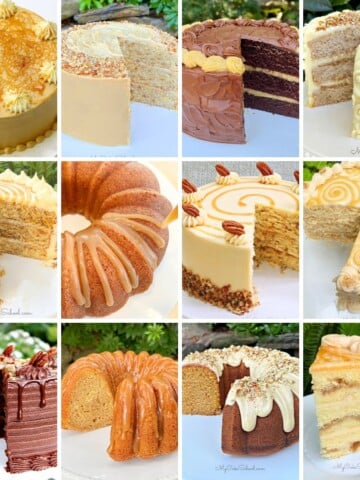 Photo grid of our favorite caramel cake recipes!