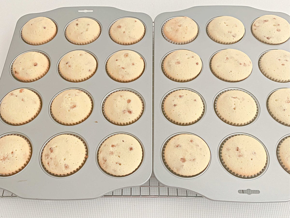 Pans of Snickerdoodle Cupcakes.