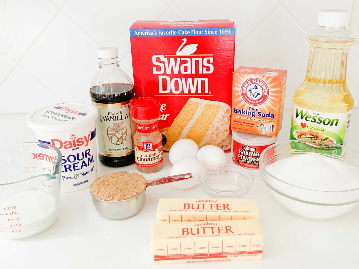 Snickerdoodle Bundt Cake Ingredients.