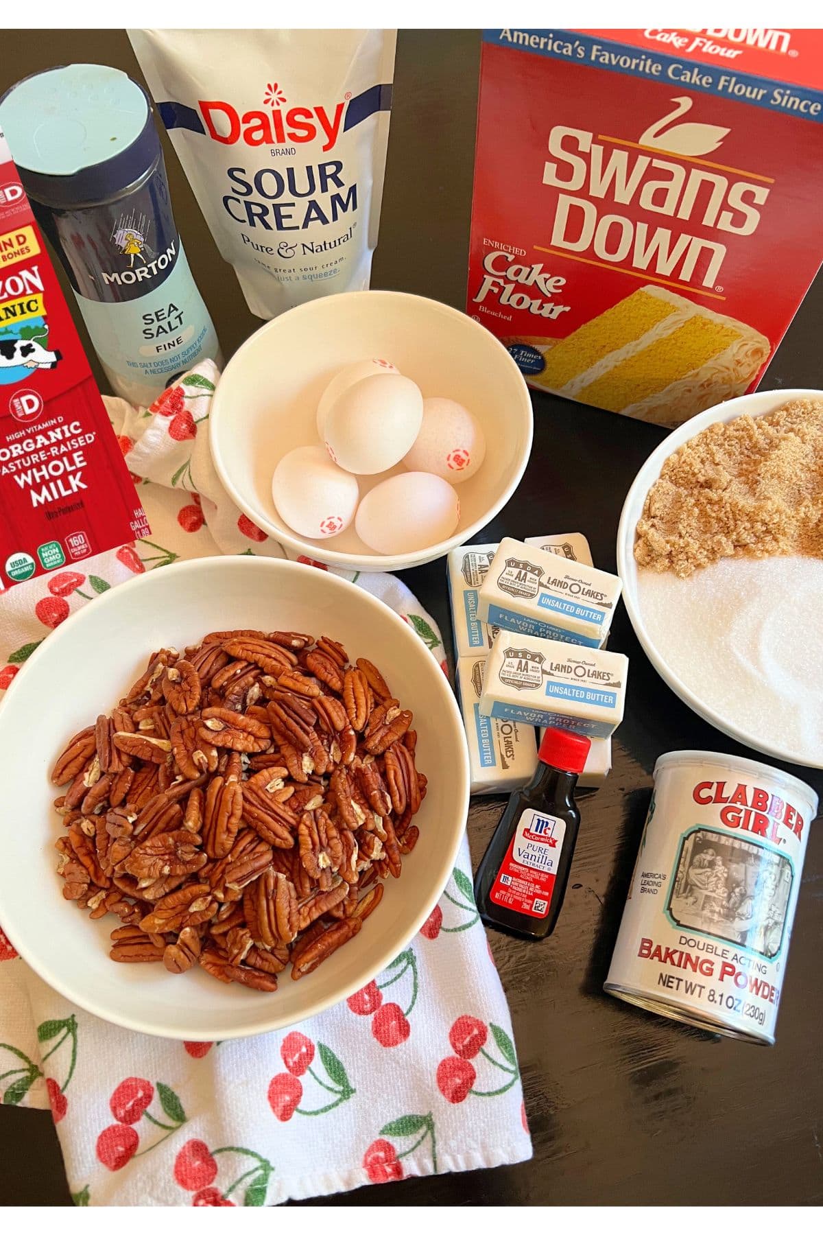 Butter Pecan Pound Cake ingredients.