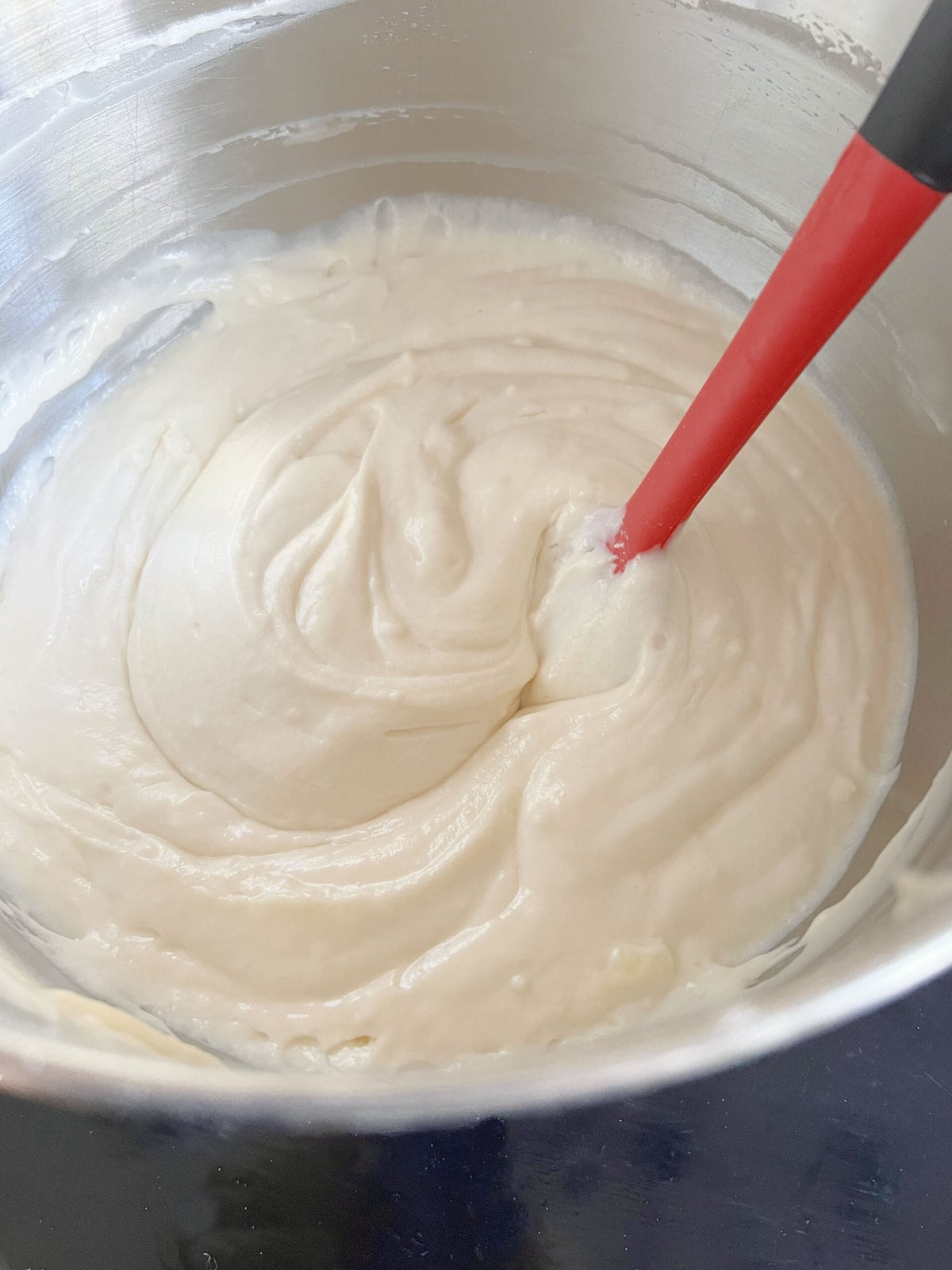 Batter for Peppermint Bundt Cake.