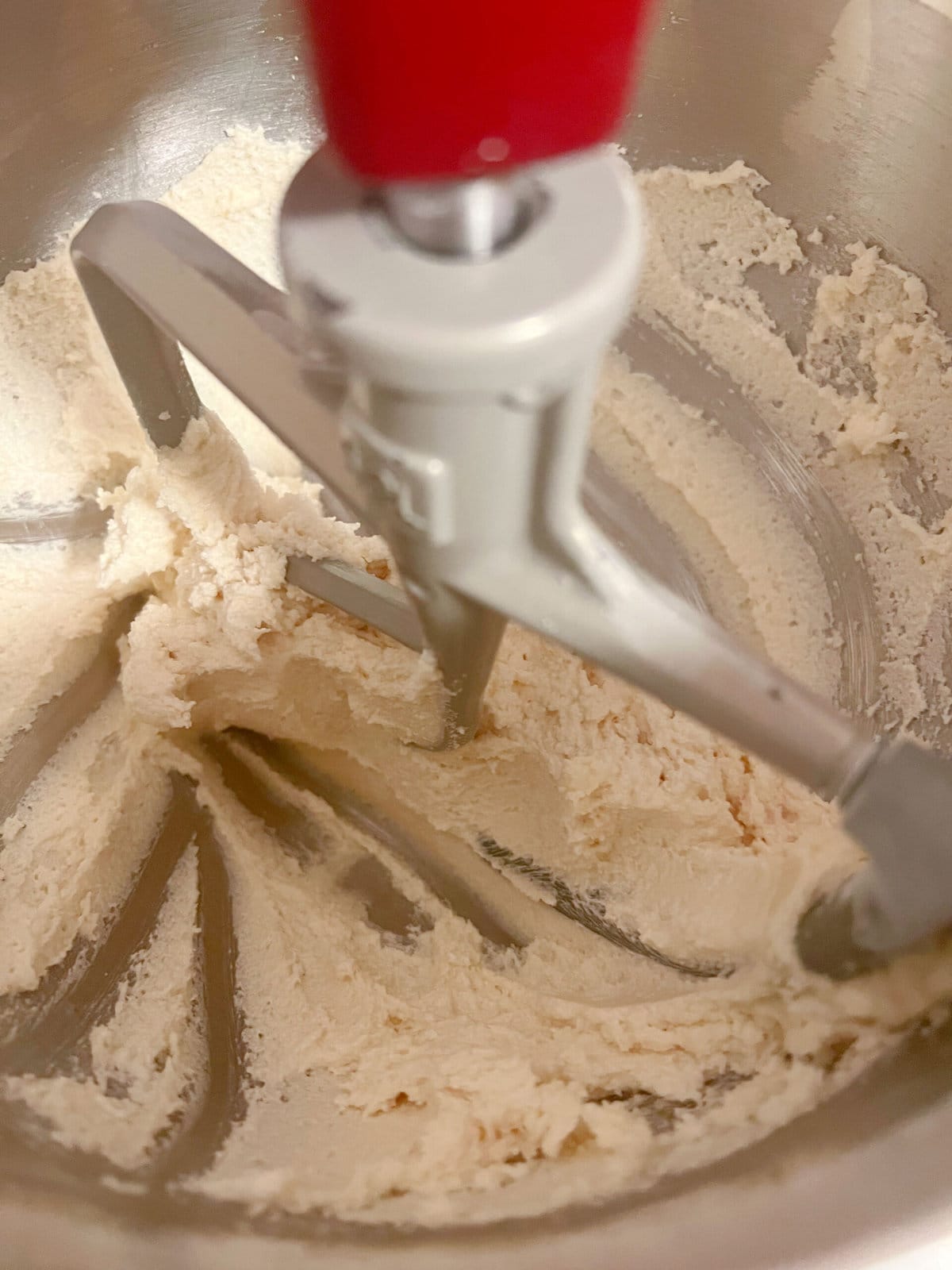 Brown, white sugar, and butter mixture in bowl.