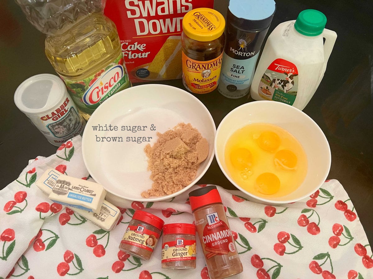 Gingerbread Bundt Cake Ingredients.