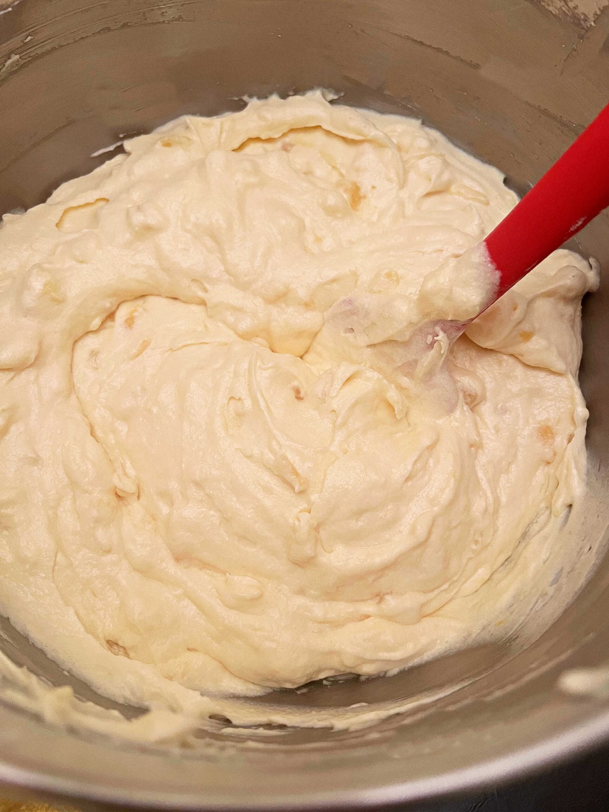 Mixing bowl of Pineapple Pound Cake batter.