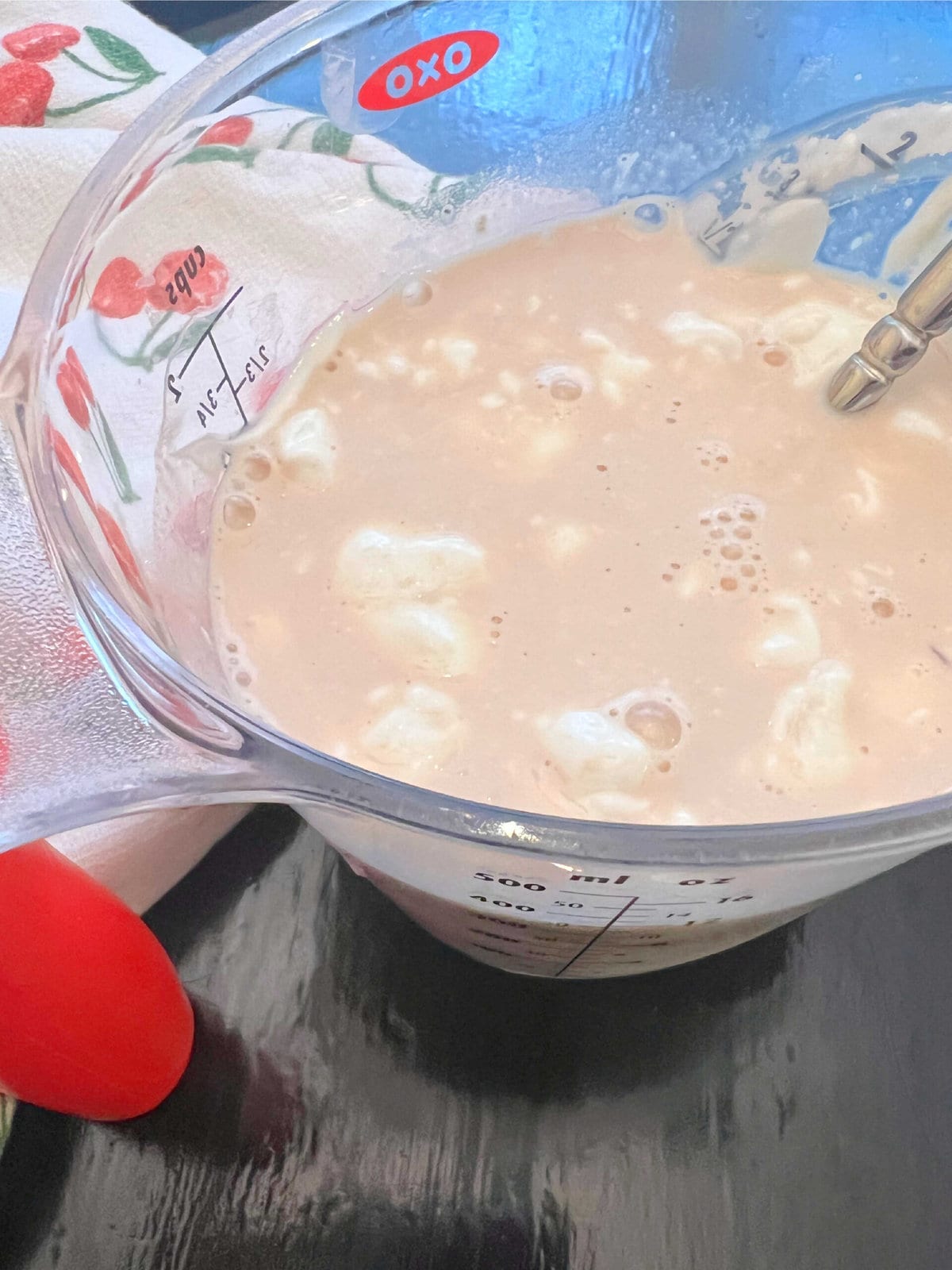 Wet Ingredients for Butter Pecan Pound Cake.