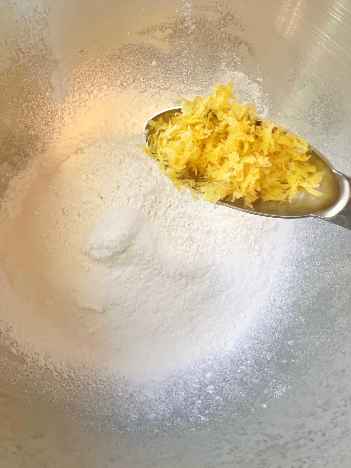 Dry ingredients for easy Lemoncello Bundt Cake.