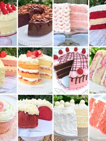 Photo Grid of Valentine's Day Cake recipes.