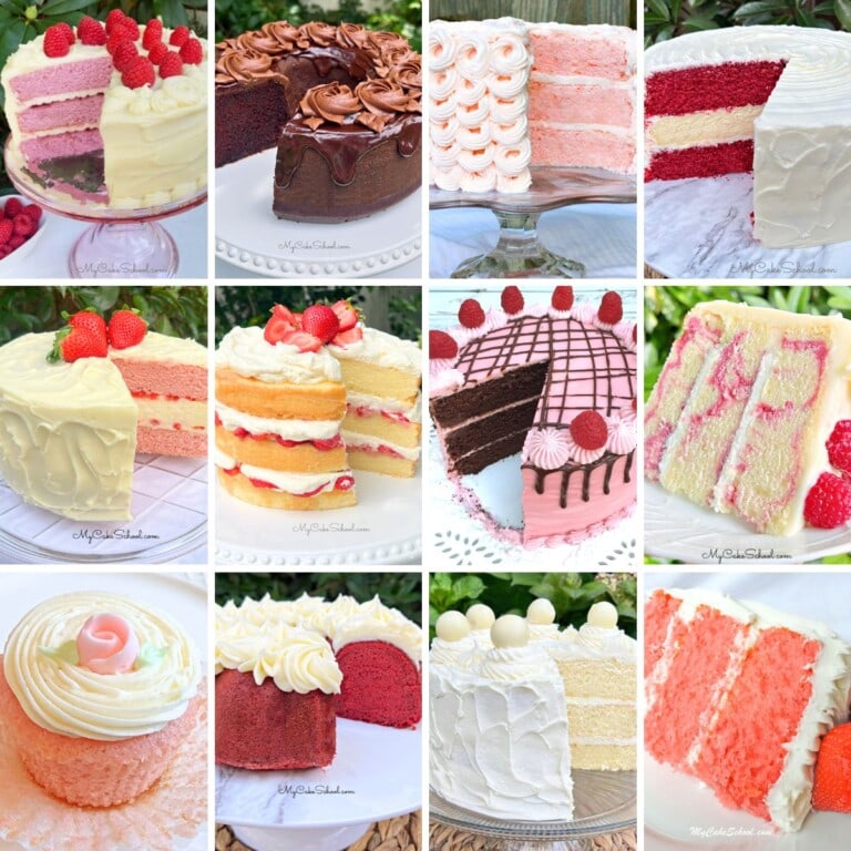 Photo Grid of Valentine's Day Cake recipes.
