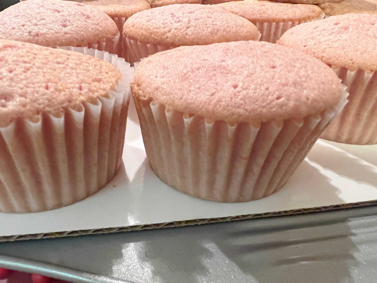Freshly baked Strawberry Cupcakes.