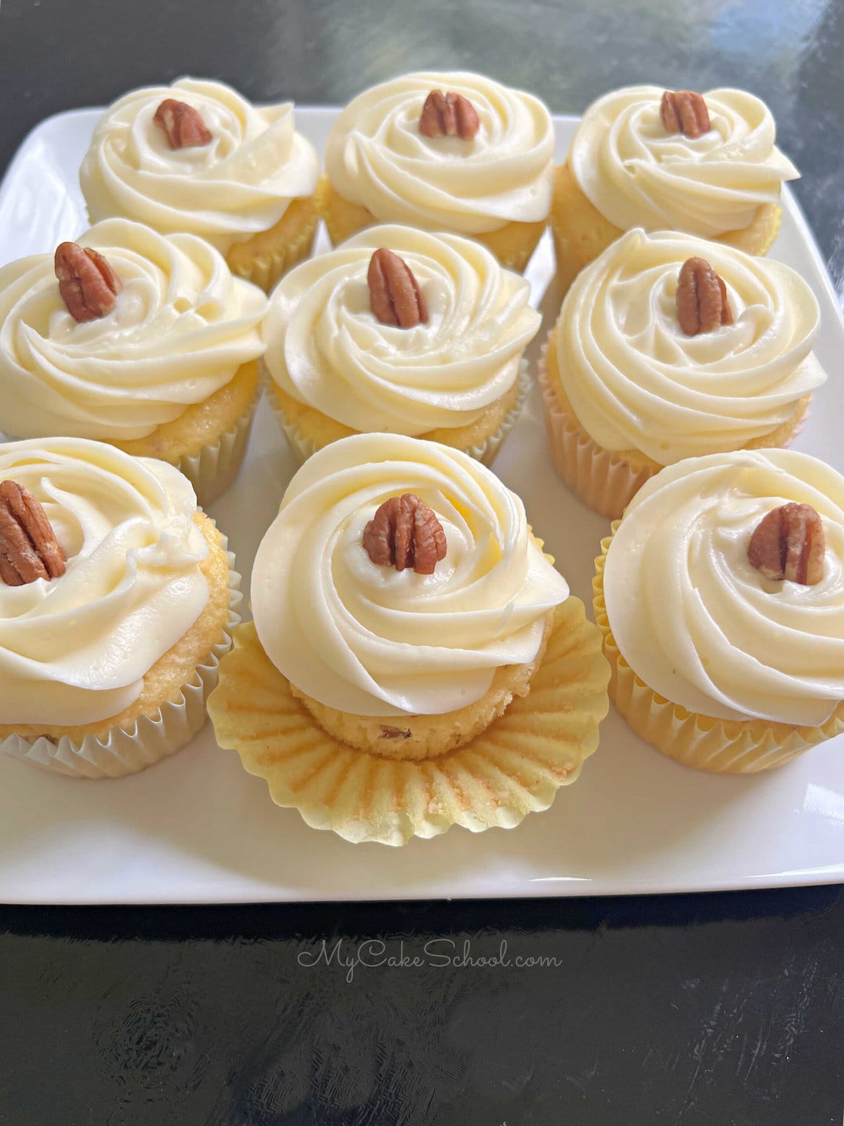 Platter of Italian Cream Cupcakes.