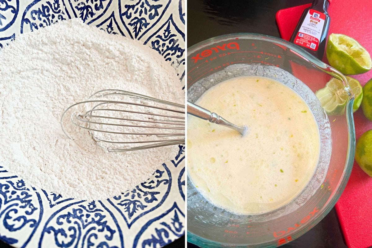 Wet and dry ingredients.