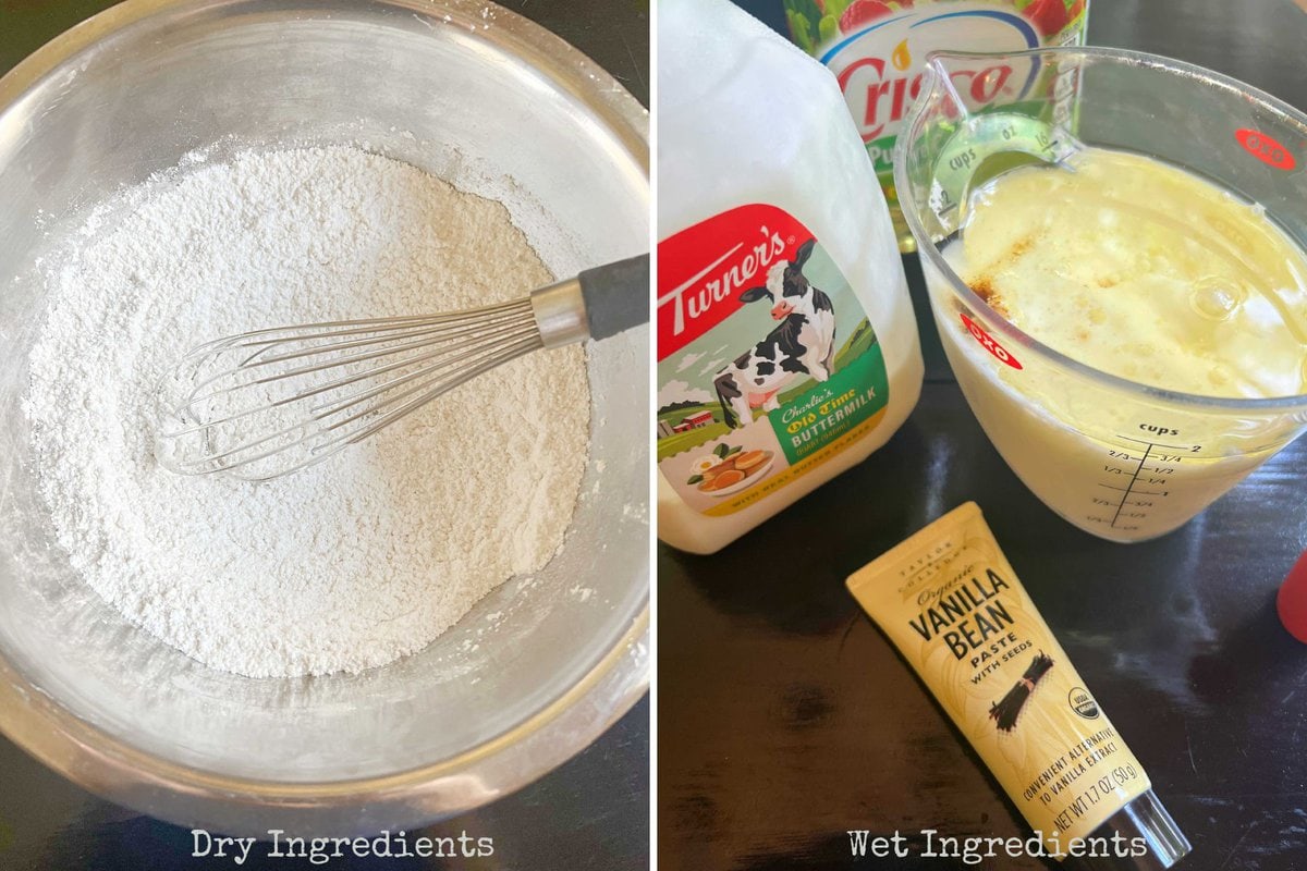 photos of wet and dry ingredients.