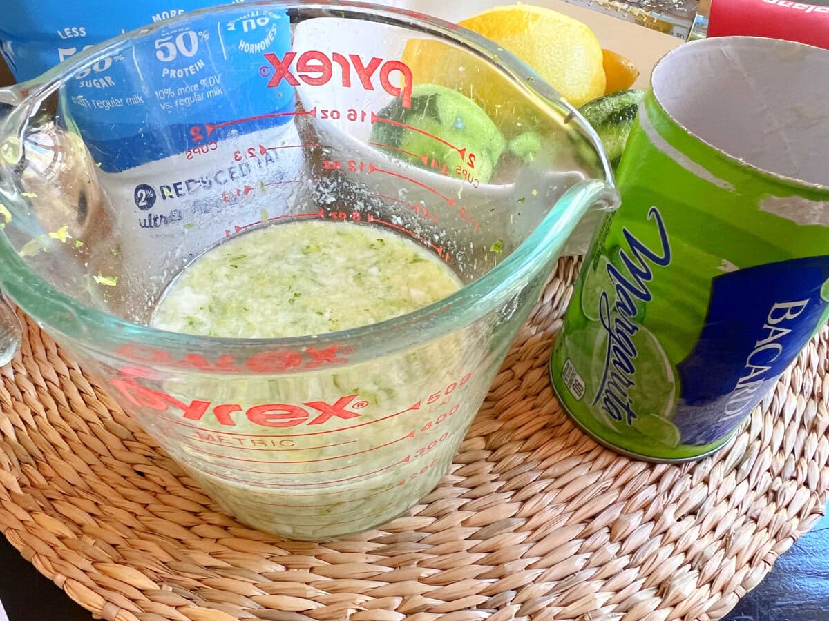 Wet Ingredients for the Margarita Pound Cake.