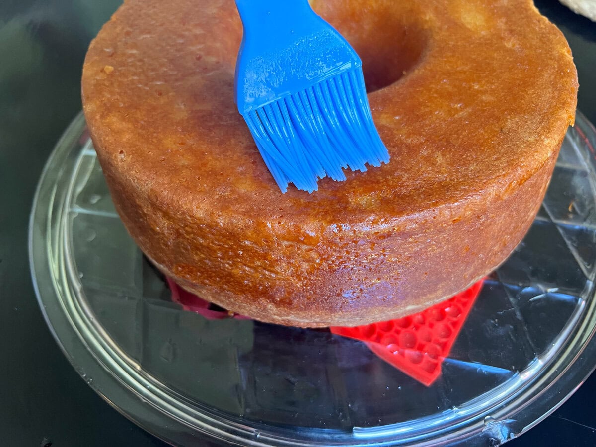 Glazing the Margarita Pound Cake.