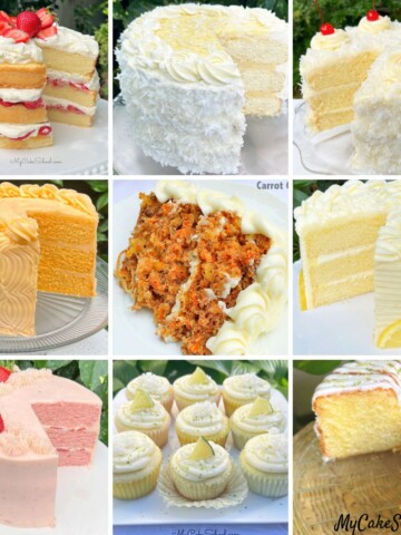 Photo grid of favorite spring cake recipes.