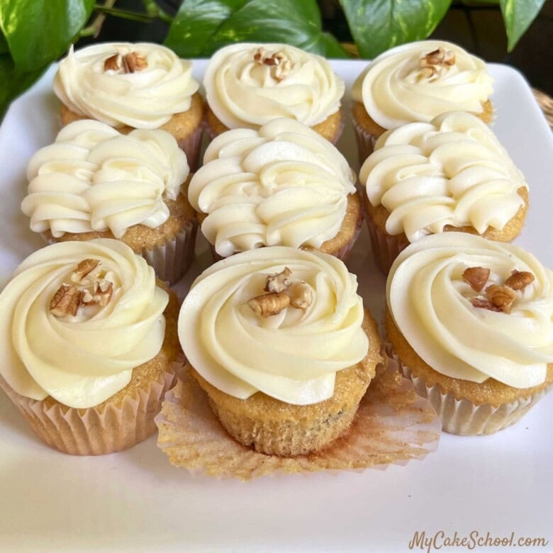 Hummingbird Cupcakes on a platter.
