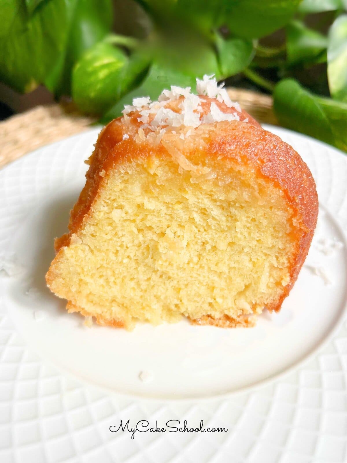 Coconut Rum Cake Slice.