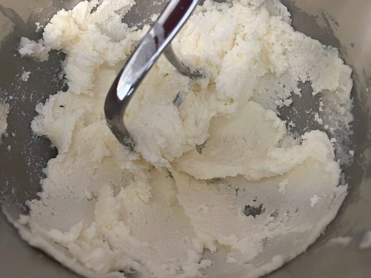 Creaming Butter and Sugar in mixing bowl.