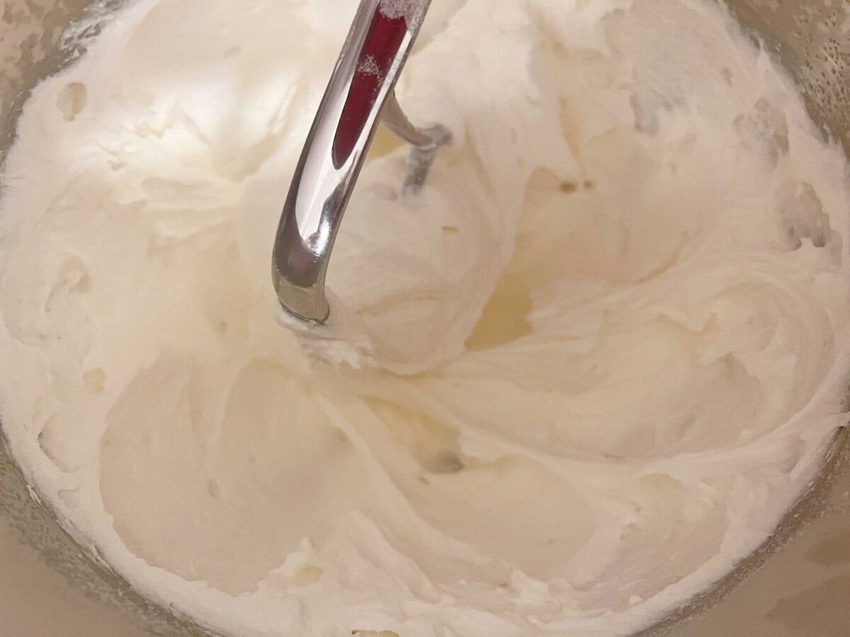 lime velvet cake mixing batter.