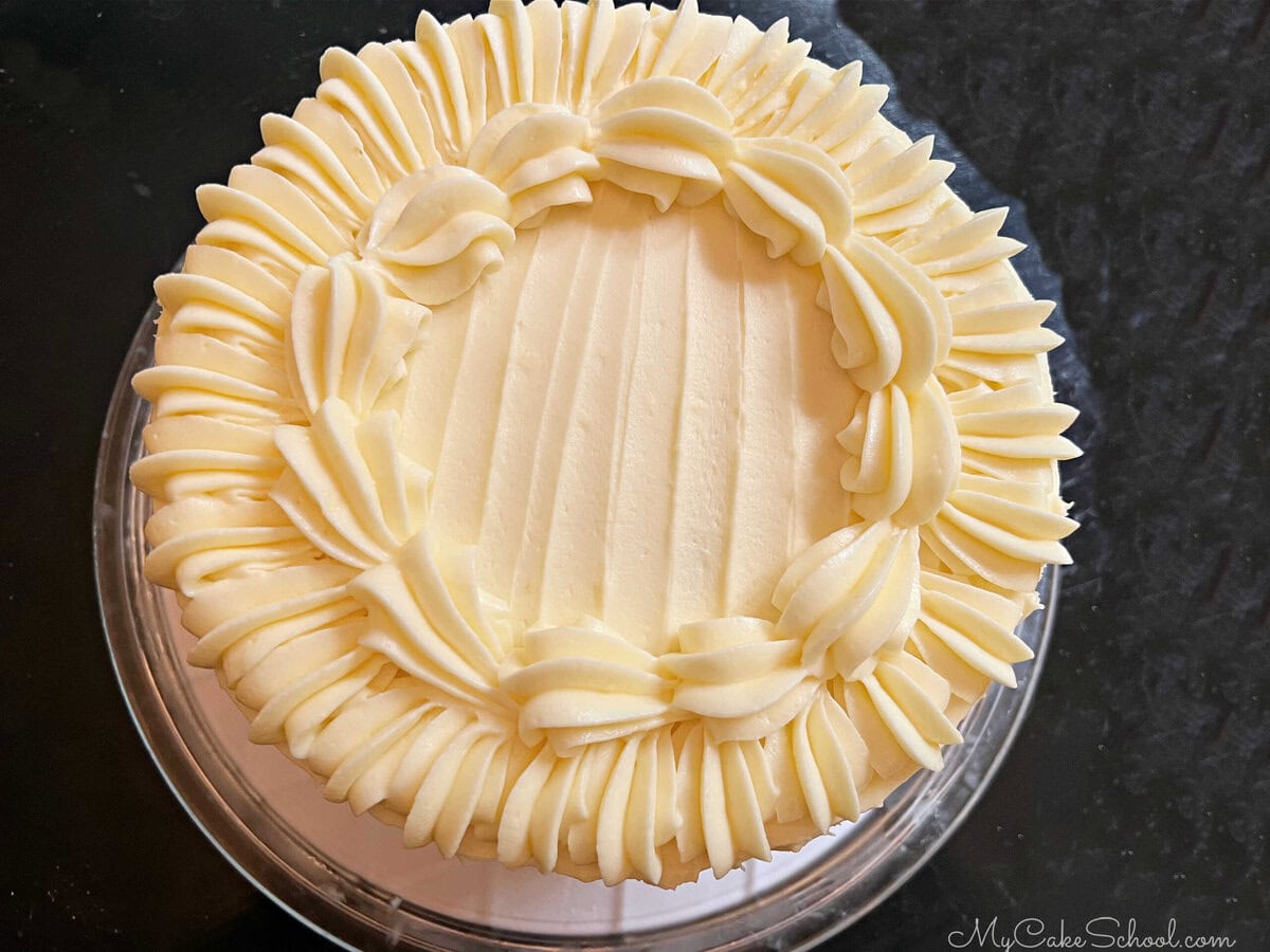 Top view of Lime Velvet Cake.