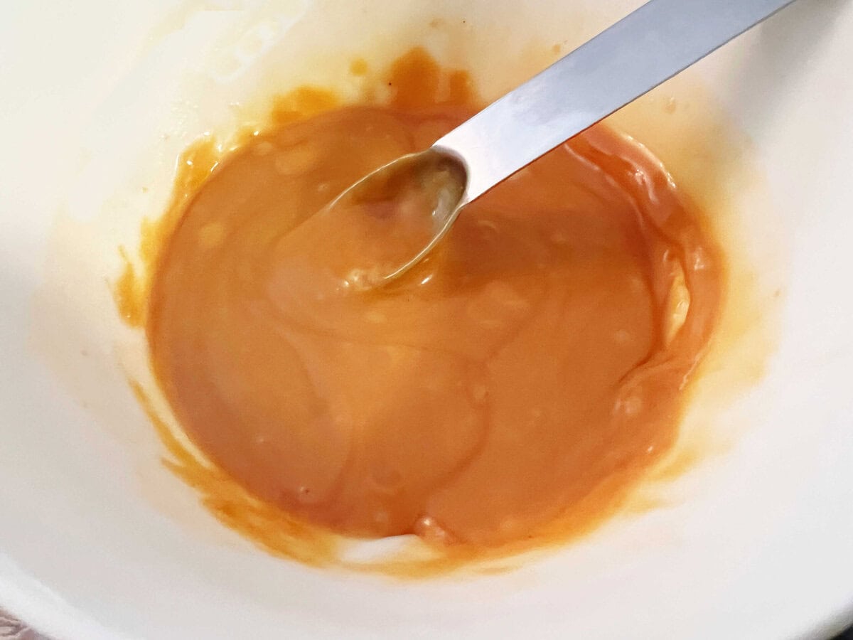 Butterscotch glaze in a bowl.