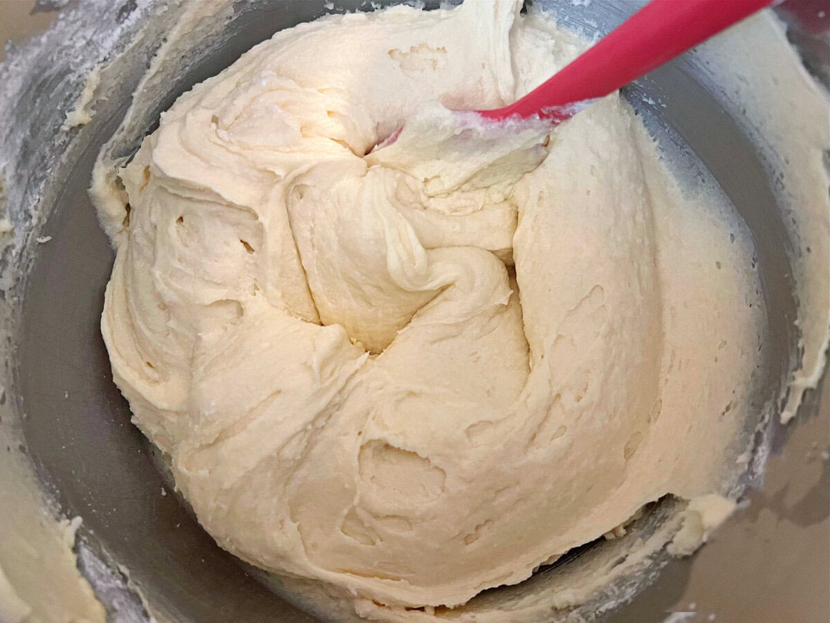 Ricotta Cake Batter in a mixing bowl.