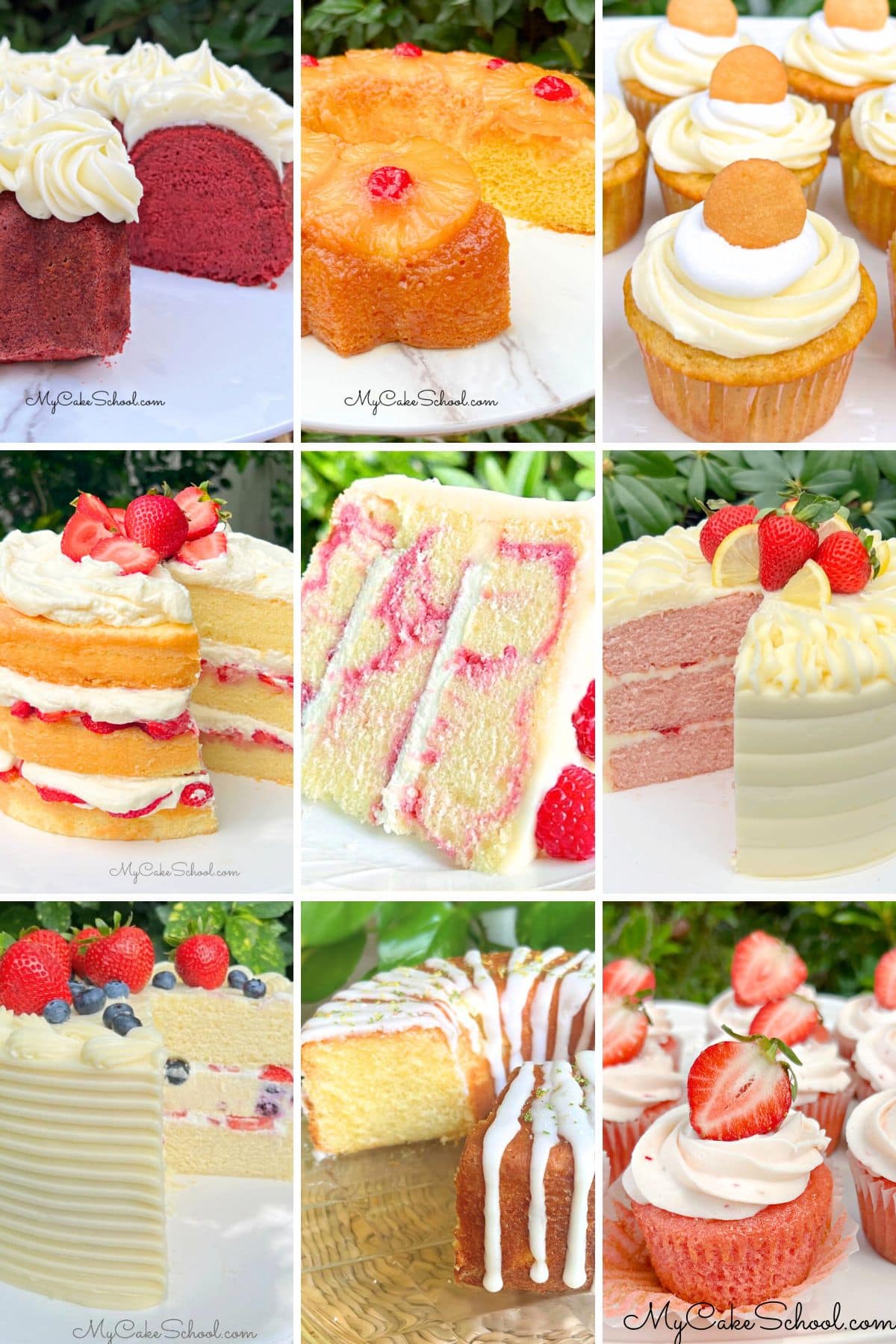 Cake Recipes for July Fourth photo grid.